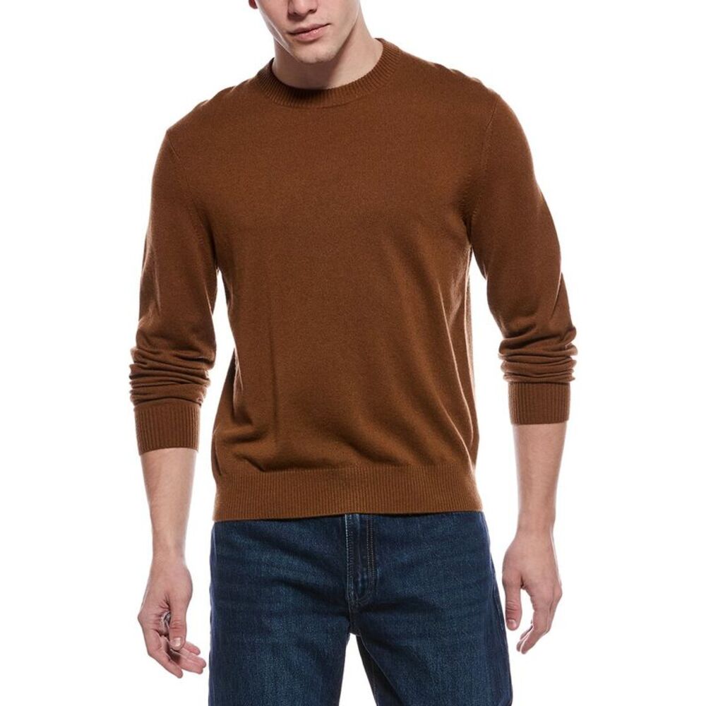Theory Mens  Hilles 100% Cashmere Crewneck Sweater, Brown
